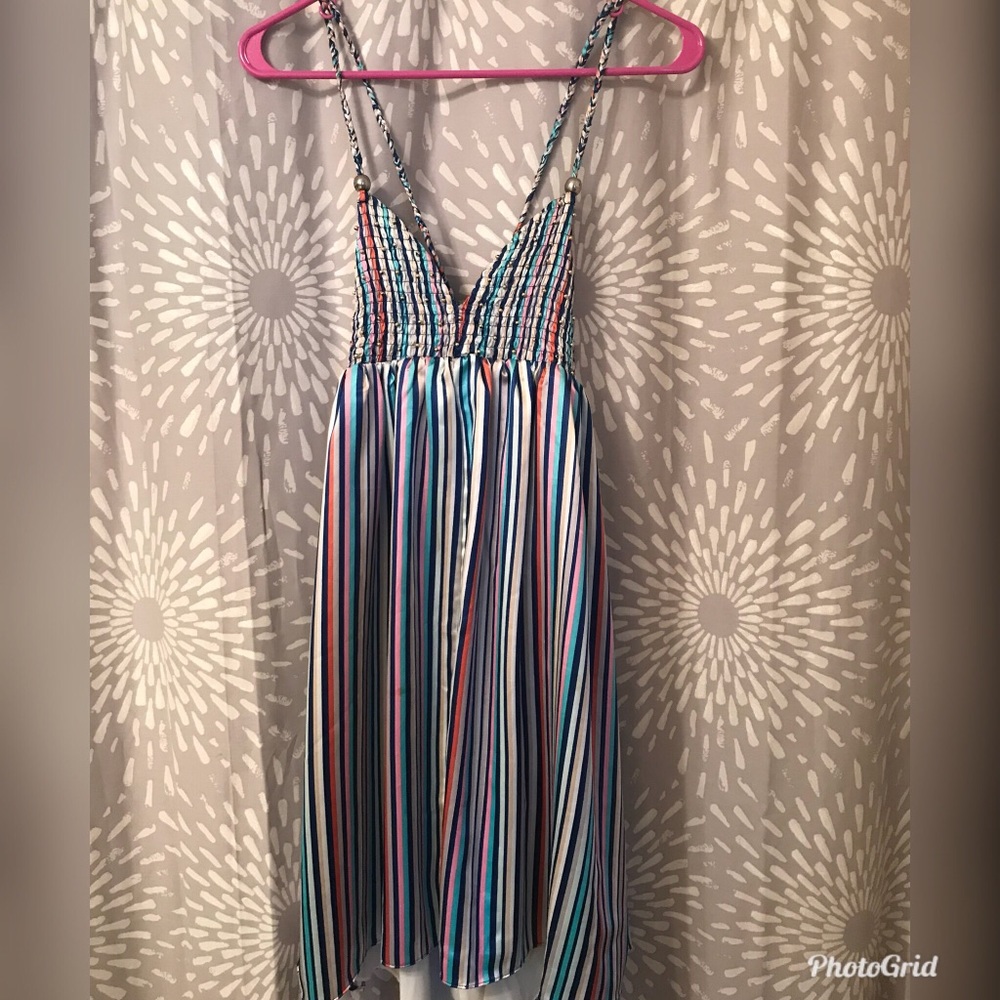 Silky striped cocktail dress